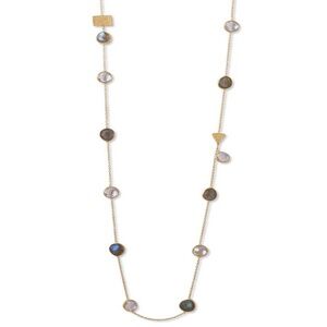 New! Labradorite & Quartz Slice Necklace